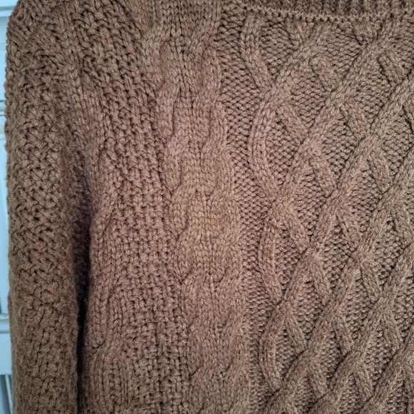 Unisex Oversized Cable Knit Sweater SzXL Long Sleeves Brown Loose Knit - Picture 8 of 8